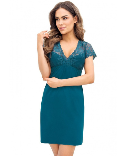 Camisón de mujer Daria Donna petrol - viscosa, encaje, manga corta