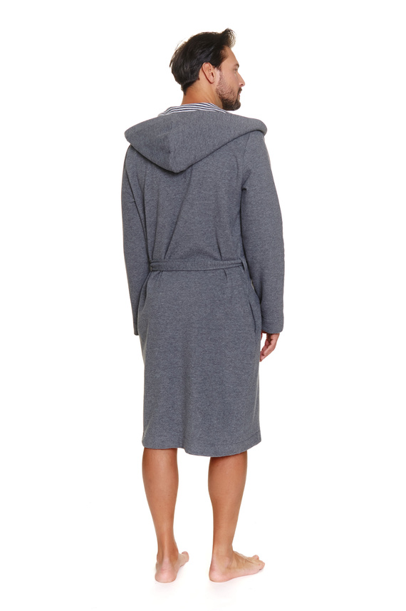 7230 Albornoz de hombre Doctor Nap - algodón, capucha, ribete elegante - gris oscuro