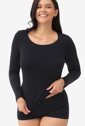 Gatta Camiseta L 2635 negra para mujer sin costuras manga larga microfibra