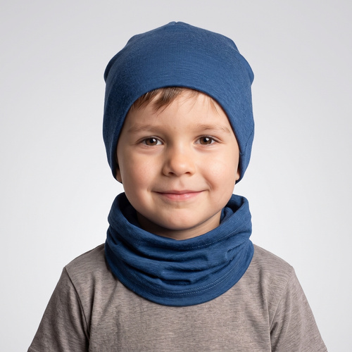 229130 Nicol Gorro Merino 100% lana infantil de doble capa - color marino