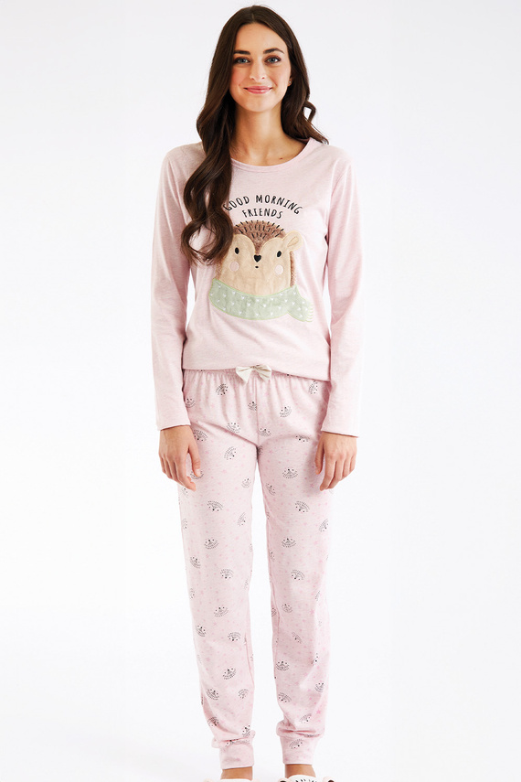 Antea Pijama de mujer Sorbetto rosa - largo, rosa, con aplique 3D, jersey, algodón