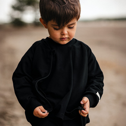 Sudadera bomber Simply Comfy Eevi para niño negra - algodón, ligera, sin capucha