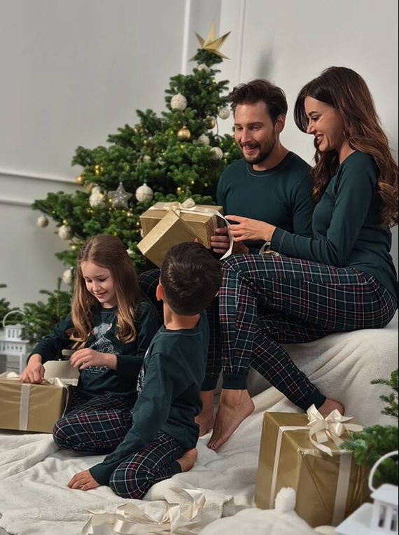 Fogo Pijama hombre manga larga, pantalón largo Moda Italiana - verde/estampado