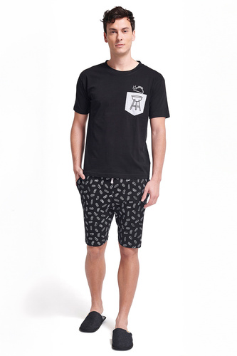 Gianny Pijama hombre Sorbetto gris - manga corta, pantalón corto, estampado, algodón