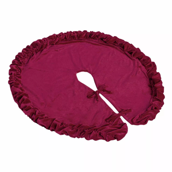 Alfombra para el árbol de Navidad de 80 cm de terciopelo granate NL24 - un elegante toque final para su decoración navideña