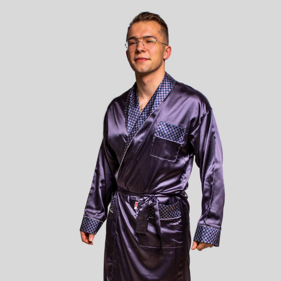 940 Albornoz de satén para hombre Forex - azul marino