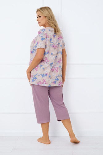 Inger Pijama de señora manga corta, pantalón 3/4 Moda Italiana - estampado/cuero