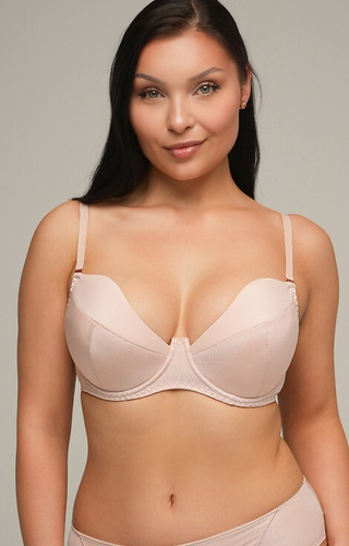 2202 Sujetador push-up Ava beige - liso, tirantes amovibles, insertos amovibles