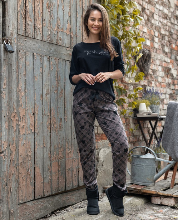 Sensis Reach For The Stars Pijama de mujer - negro-marrón