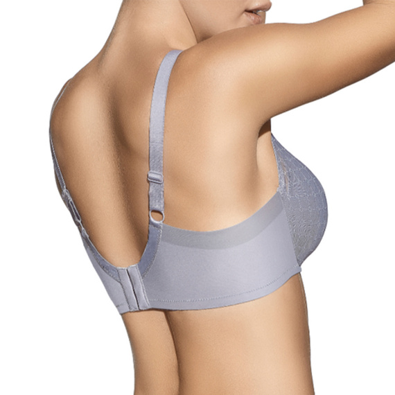 Sujetador acolchado Katia Selene gris - con escote profundo, inserciones de tul