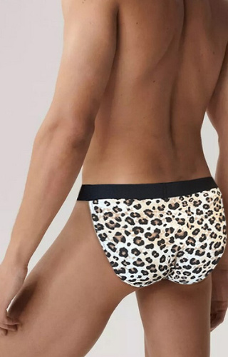 916/164 Braga Cornette High Emotion para hombre - tango, estampado leopardo, algodón
