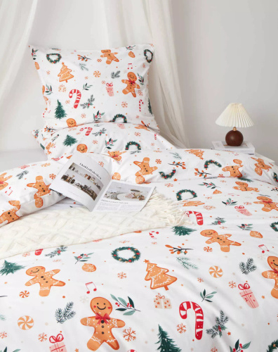Ropa de cama de Navidad de microsatina blanca I25 Spod Igły i Nitki - suave, lisa y duradera