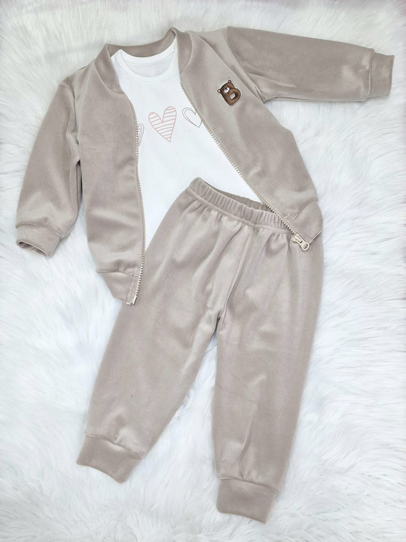 Bambarillo Tres Corazones body crudo para bebé - algodón, punto elástico, perfecto para el chándal "OSO