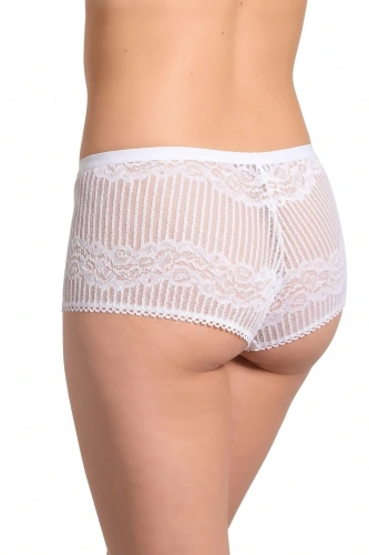 Bragas cortas de mujer Gabidar 211 de algodón con encaje y laterales anchos - blancas