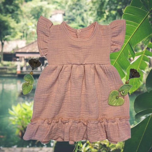 Mamatti SA50410 Vestido infantil de muselina rosa sucio ligero y transpirable