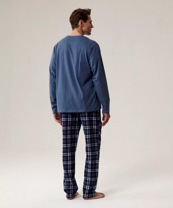NMP-393 Azul atlántico - pantalón pijama hombre de franela de algodón