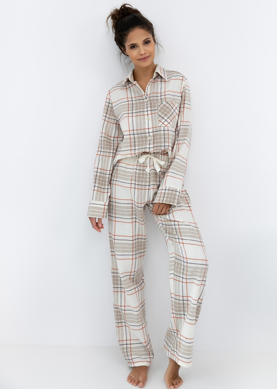Pijama de mujer Adalyn Sensis - franela de algodón a cuadros, con botones