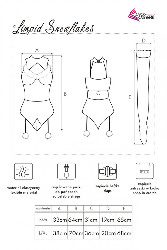 Copos de nieve límpidos LC 90604 Conjunto Santa LivCo Corsetti Moda
