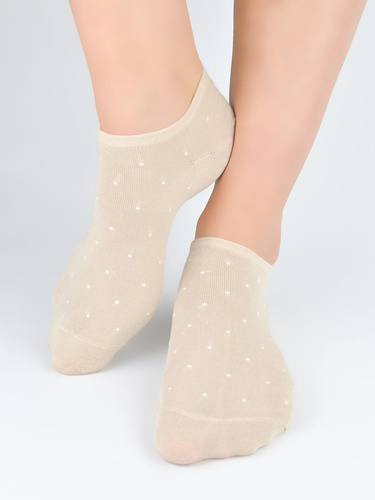 Calcetines invisibles mujer Noviti ST077 – modal, lunares, costuras planas beige