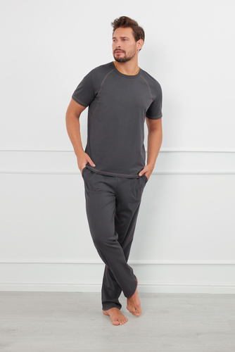 Salomon Pijama hombre manga corta, pantalón largo Italian Fashion - grafito/miel