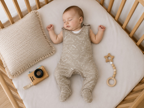 SC16530 Mamatti Pijamas de Algodón para Bebé Dinosaurios Beige Set de Inicio