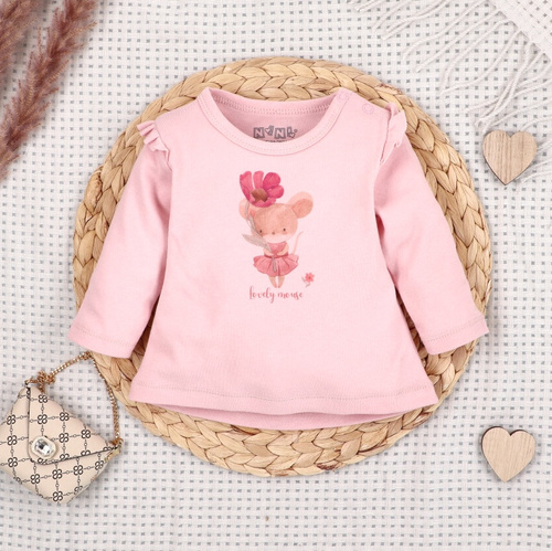 ABN-5541 Blusa para bebé Nini Happy Animals de algodón orgánico - costura sin níquel, ecológica, producción polaca