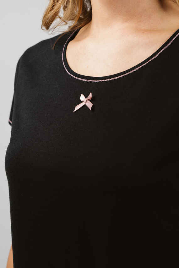 Bonilla Pijama Mujer Manga Corta, Pantalón Corto Moda Italiana- Estampado/Negro