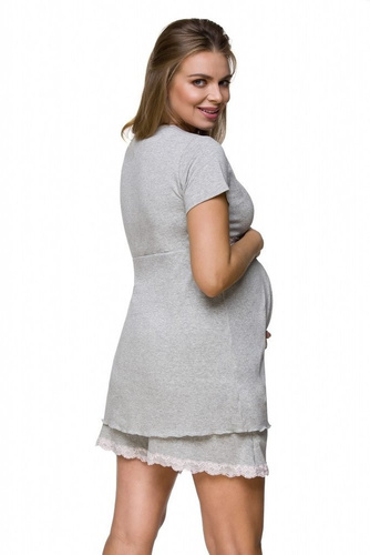 3126K Pijama de maternidad y lactancia Lupoline gris rosa