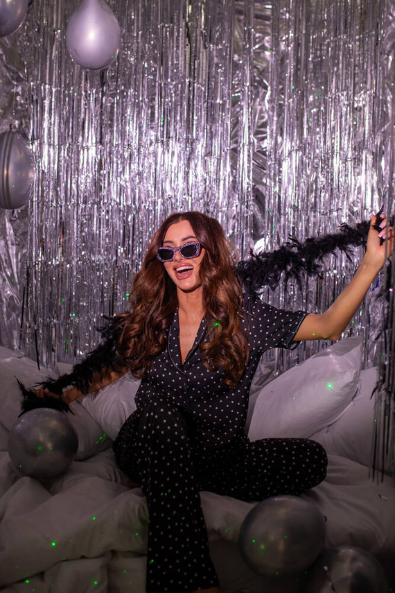 Ria Pijama de mujer manga corta, pantalón largo Moda Italiana - estampado