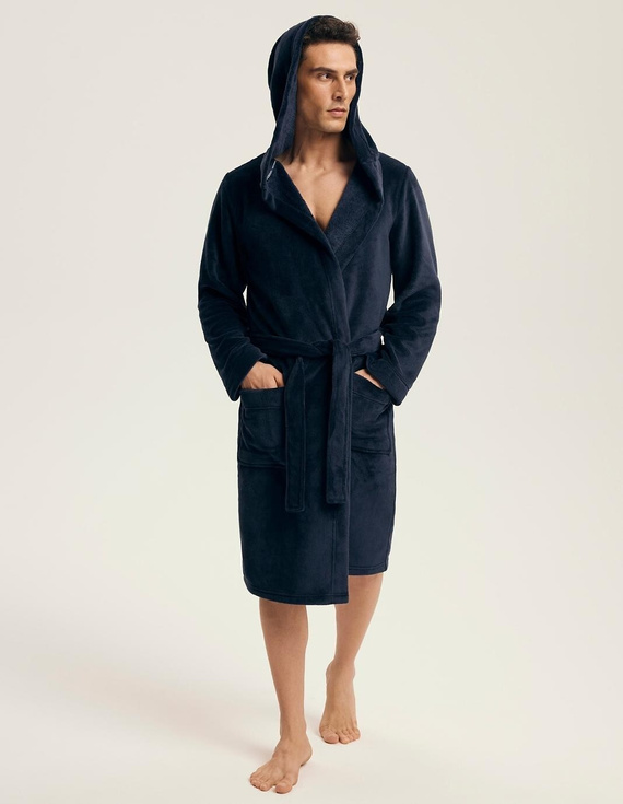 Henderson albornoz para hombre 43374 Naps navy- capucha, punto cálido, comodidad y elegancia