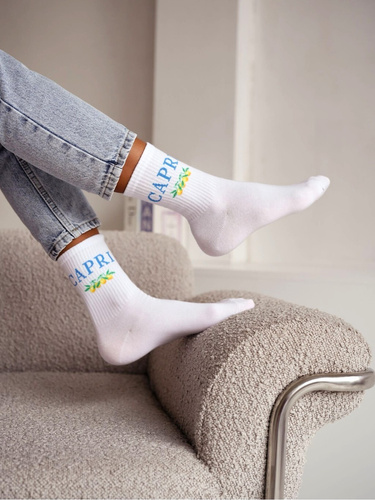 Calcetines mujer algodón Milena 0200-239 Capri– canalé cómodos diario white