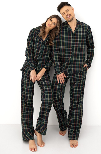 Sensis Skyler pijama mujer 100% algodón franela largo de cuadros