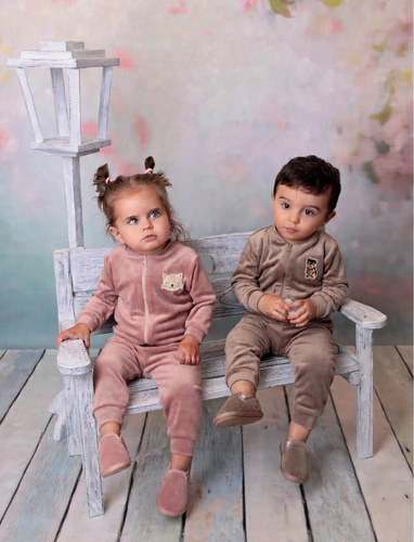 Chándal infantil Leon Bambarillo beige de algodón con cremallera 95% algodón