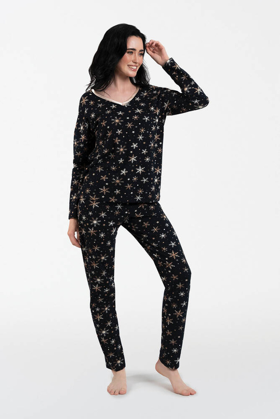 Laponia Pijama señora manga larga, pantalón largo Moda Italiana - estampado