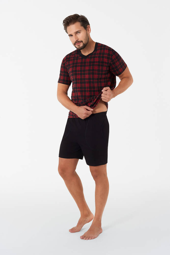 Elijah Pijama de manga corta y pantalón corto para hombre Moda Italiana - estampado/negro