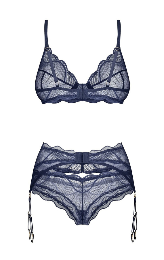 Obsessive Nightly Blue 3-PCS Set – conjunto lencería con liguero azul