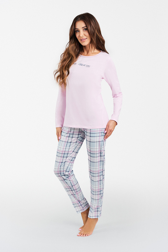 Pijama de manga larga y pantalón largo Glamour Ladies Italian Fashion - rosa/estampado