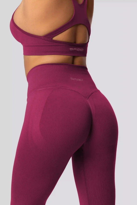Leggings push-up Spaio PRO cintura alta opacos moldeadores red wine