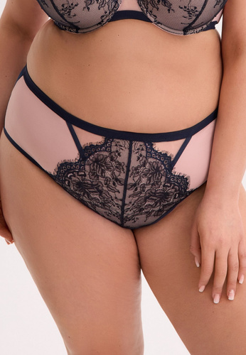 Tanga Aina GFP 1273 Gaia – Encaje elegante, tul elástico, confort, azul oscuro