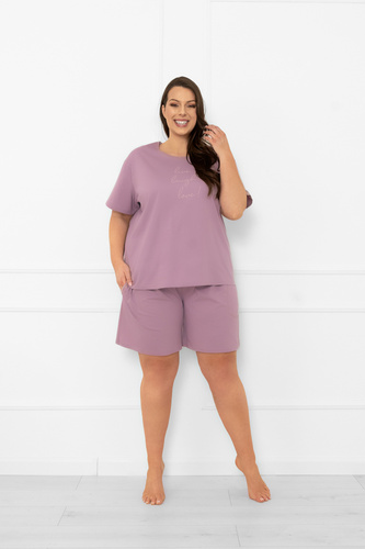 Pijama de señora Ksara Italian Fashion - algodón, manga corta y pantalón corto - brezo