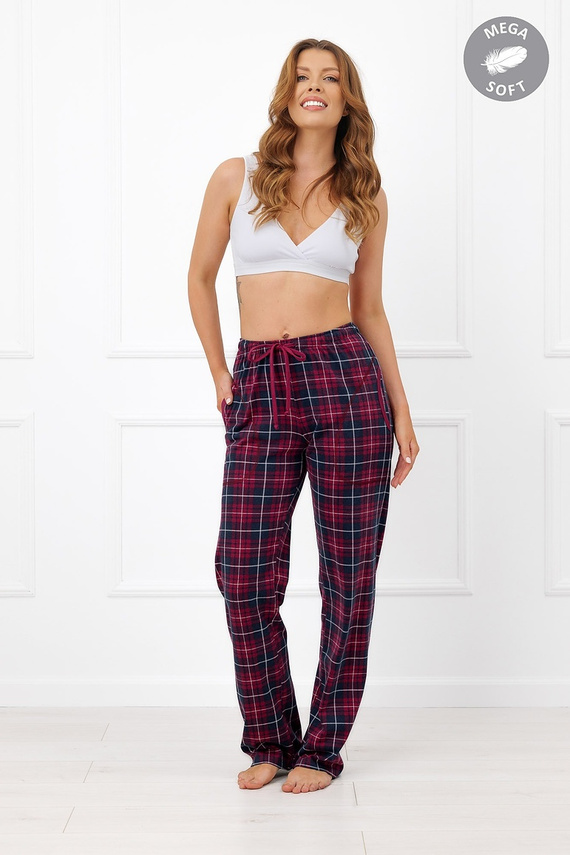 Italian Fashion Alana Pantalones largos de mujer de algodón Mega Soft a cuadros