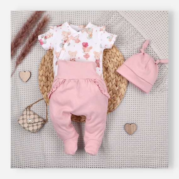 Body bebé Nini Little Mouse algodón orgánico cruzado manga corta piel sensible