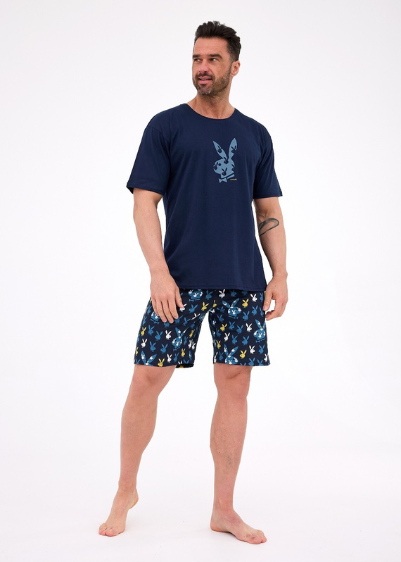 Pijama de hombre Cornette 326/318 Bunnies - pijama azul marino con short