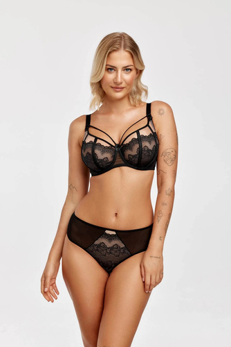 Biustonosz Otylia Azal Soft negro de encaje con aros y panel lateral