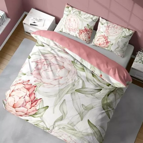 5431 Una ropa de cama de microfibra 3D con grandes flores y hojas de protea - Detexpol