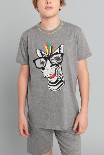 Pijama de manga corta Crazy Boys, pantalón Italian Fashion- melange medio