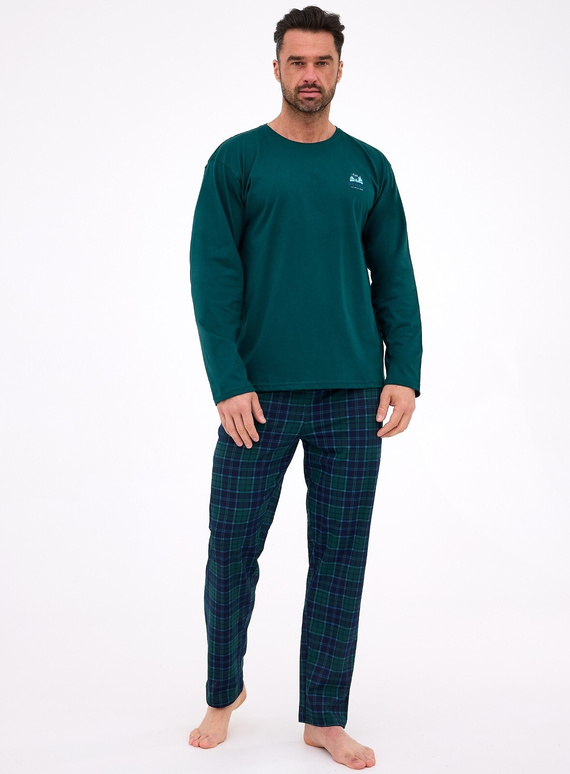 Pijama de hombre 124/307 Denali 3 Cornette verde - algodón, manga larga