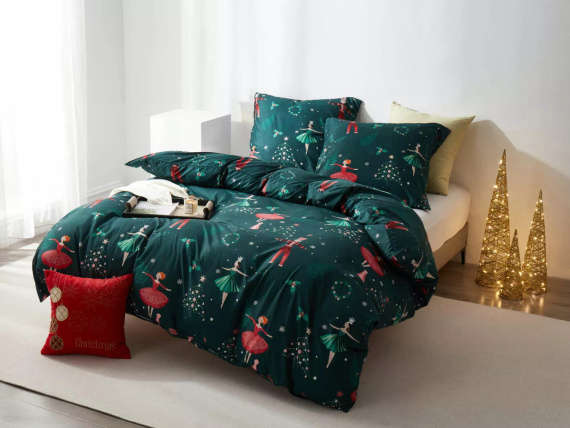Ballet Navidad verde ropa de cama de microsatin I25 Spod Igły i Nitki - suave, lisa y duradera