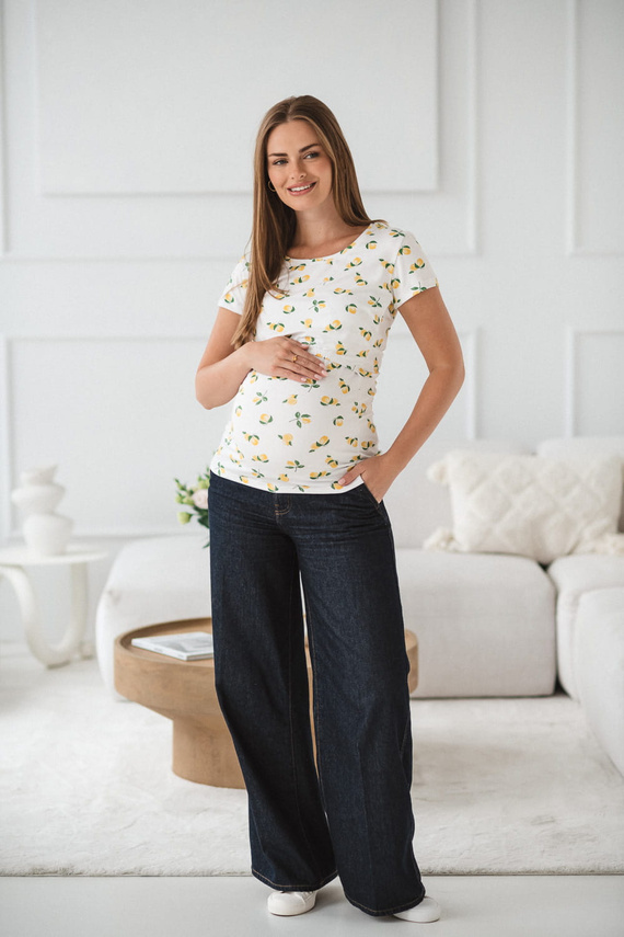 Milk Shirt Milk&Love blusa de lactancia y maternidad de manga corta en color limón - cómoda y elegante