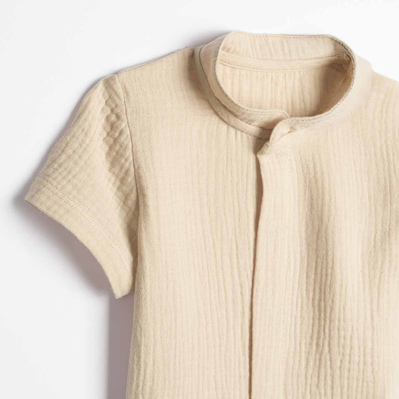 Camisa para niño Nicol 224351 muselina 100% algodón manga corta beige